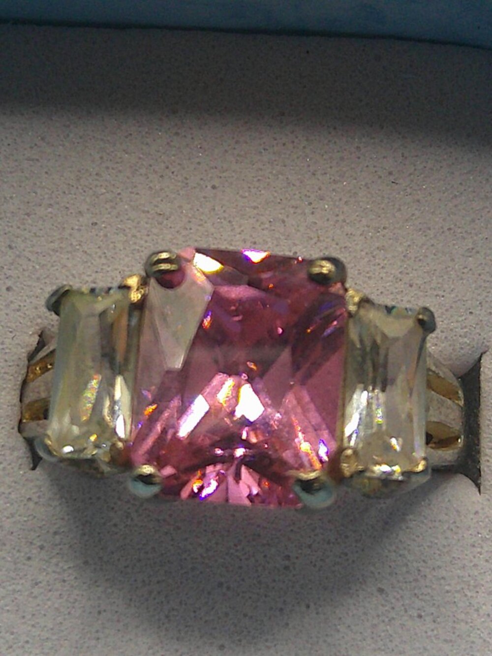 Sterling Silver Pink and White CZ Ring Sz 5
